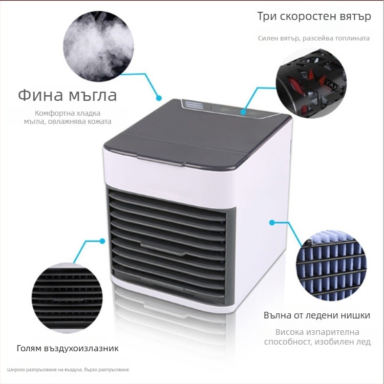Десктоп USB вентилатор със спрей, 3 скорости, 5V, 12W, шум ≤36 dB, подходящ за 10 м²