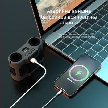 Коланен вентилатор с двойни въздушни отвори — USB, вградена 6000mAh батерия, преносим безчетков охладител за гореща работа