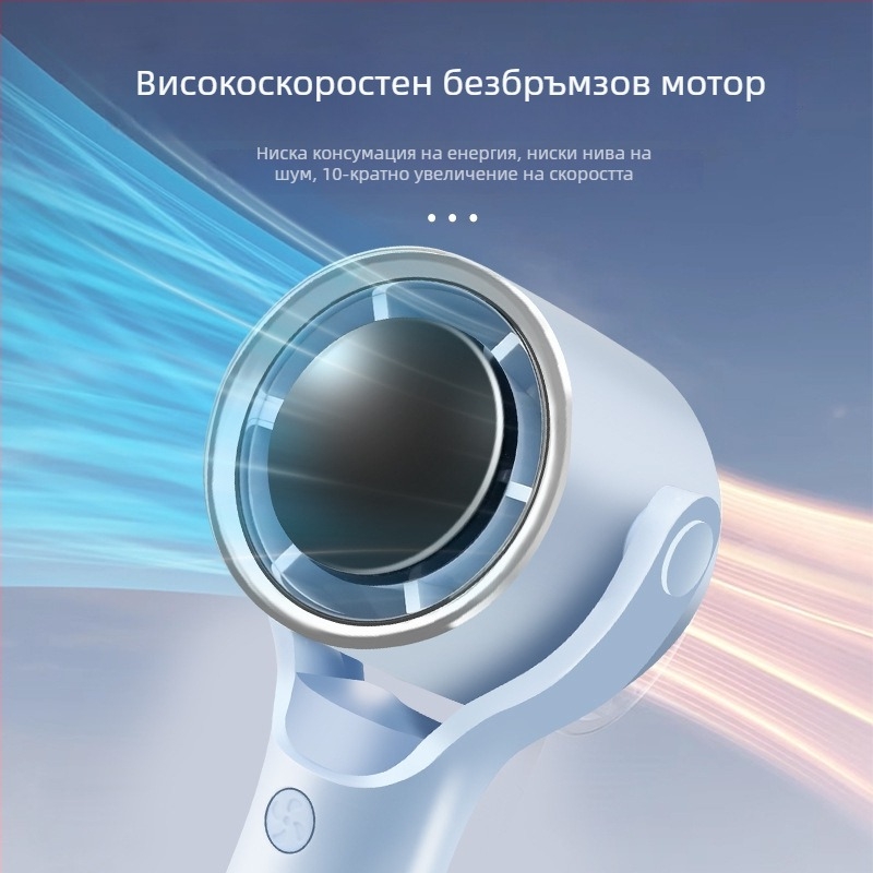 Mufeng 5‑степенен вентилатор с безчетков мотор, осцилираща глава, настолен и преносим ръчен вентилатор
