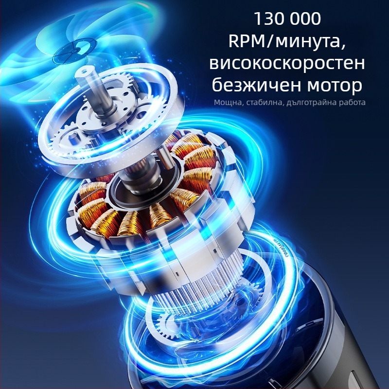 Външен вентилатор без лопатки с 13W, безчетков турбинен мотор, вградена 6000mAh батерия, 5 скорости на въздуха