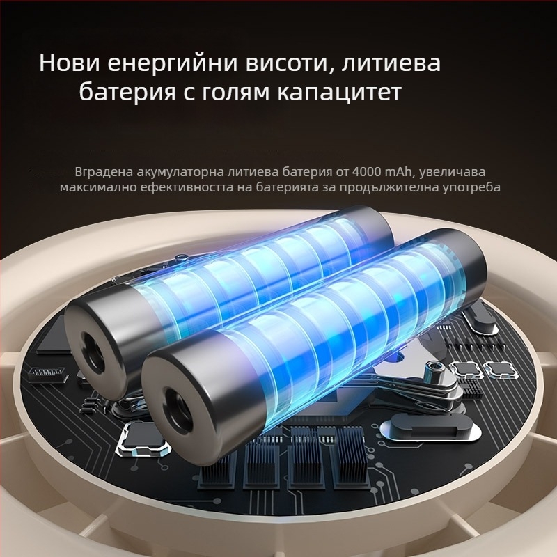 Безлопатков USB настолен вентилатор с LED дисплей, сензорен контрол, 4000–6000 mAh зареждаема батерия, преносим, 3 скорости