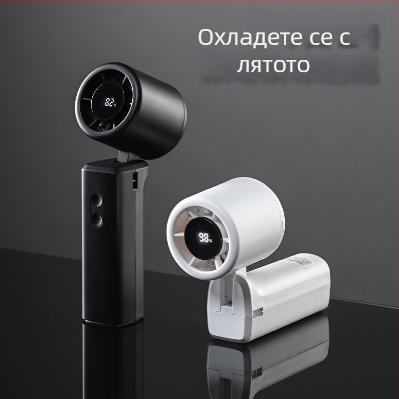 USB вентилатор за врата с вградена батерия, безчетков мотор, безлопатков дизайн, 100 нива на скоростта на въздушния поток