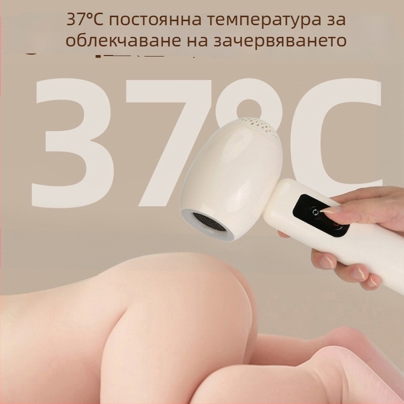 Детски сешоар за коса, мек вятър, нисък шум, 1000W, безчетков мотор, студено/горещ въздух, шум 45-50 dB, защита от прегряване