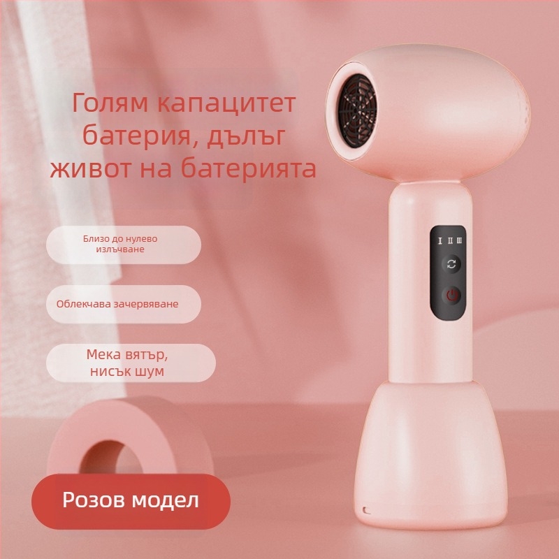 Детски сешоар за коса, мек вятър, нисък шум, 1000W, безчетков мотор, студено/горещ въздух, шум 45-50 dB, защита от прегряване