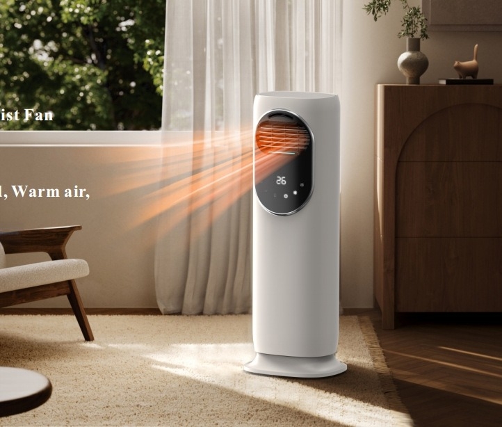 Вертикален отоплителен и охлаждащ вентилатор без лопатки, 2000W, 220V/50Hz, дистанционно управление, 3 скорости