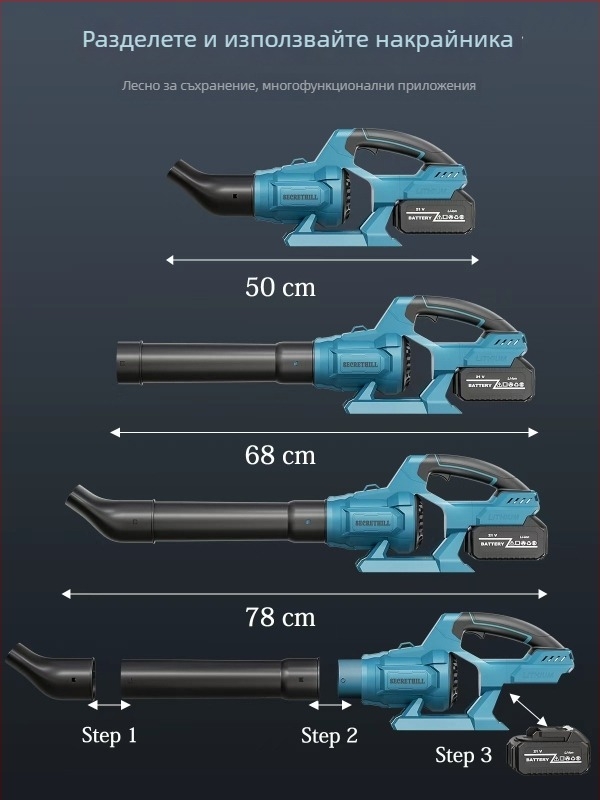 Индустриален литиево-акумулаторен въздуходувател, 21V, без вакуум, висок капацитет