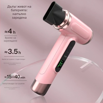 Безжичен USB сешоар, бесчетков мотор, 200 W, 5 V, 3 нива скорост, студен/горещ въздух