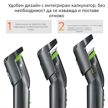 HTC Електрическа подстригваща машина за коса с USB зареждане, вградена батерия 500–800 mAh, автономия 1–3 ч, сменяема режеща глава