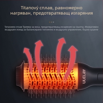 ULELAY 1000W три в едно: сешоар-гребен за коса с керамичен нагревател, 10 степени температура, отрицателна йонна технология, корпус от нейлон и влакна