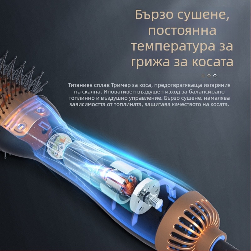 ULELAY 1000W три в едно: сешоар-гребен за коса с керамичен нагревател, 10 степени температура, отрицателна йонна технология, корпус от нейлон и влакна