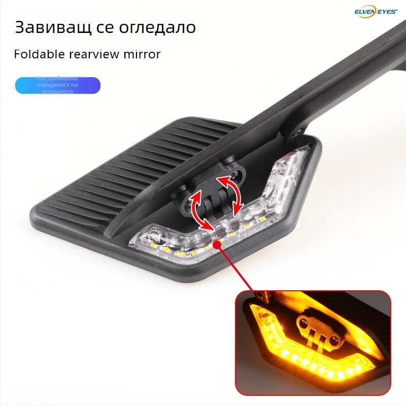 Задно огледало за Kawasaki уличен мотоциклет със светлинни мигачи, квадратно огледало, изработено от алуминиева сплав, съвместим със Z400/Z650/Z900/Z1000/ZH2
