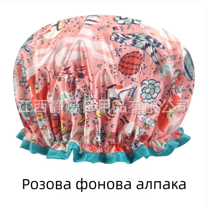 Душ кап за възрастни, двойнослойна сатин-PEVA, водоустойчива, пасторален стил, 40 г