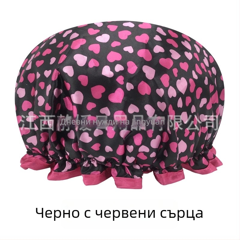 Душ кап за възрастни, двойнослойна сатин-PEVA, водоустойчива, пасторален стил, 40 г