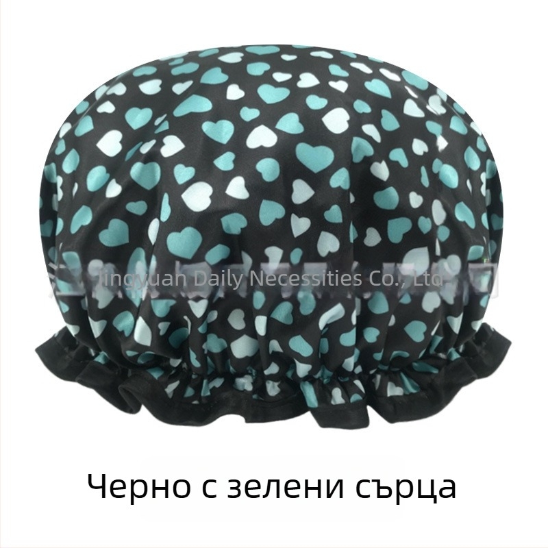 Душ кап за възрастни, двойнослойна сатин-PEVA, водоустойчива, пасторален стил, 40 г