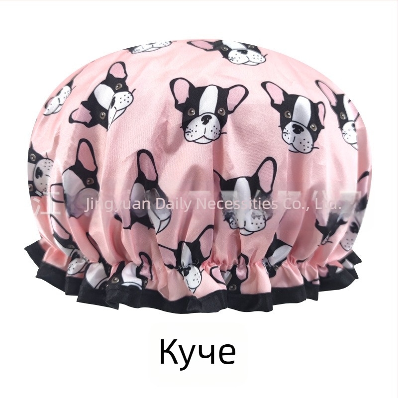 Душ кап за възрастни, двойнослойна сатин-PEVA, водоустойчива, пасторален стил, 40 г