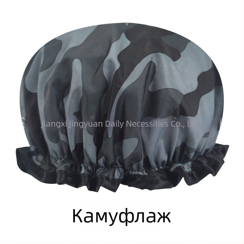 Душ кап за възрастни, двойнослойна сатин-PEVA, водоустойчива, пасторален стил, 40 г