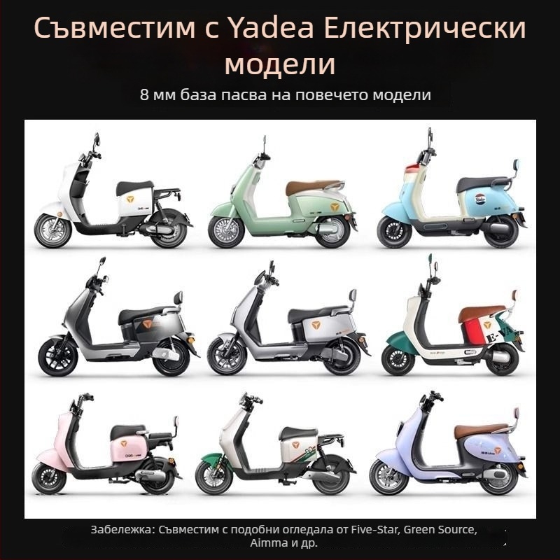 Задно огледало за електрически велосипед/скутер, универсален модел, HD яснота, анти трептене, широк ъгъл на виждане, 8 мм резба