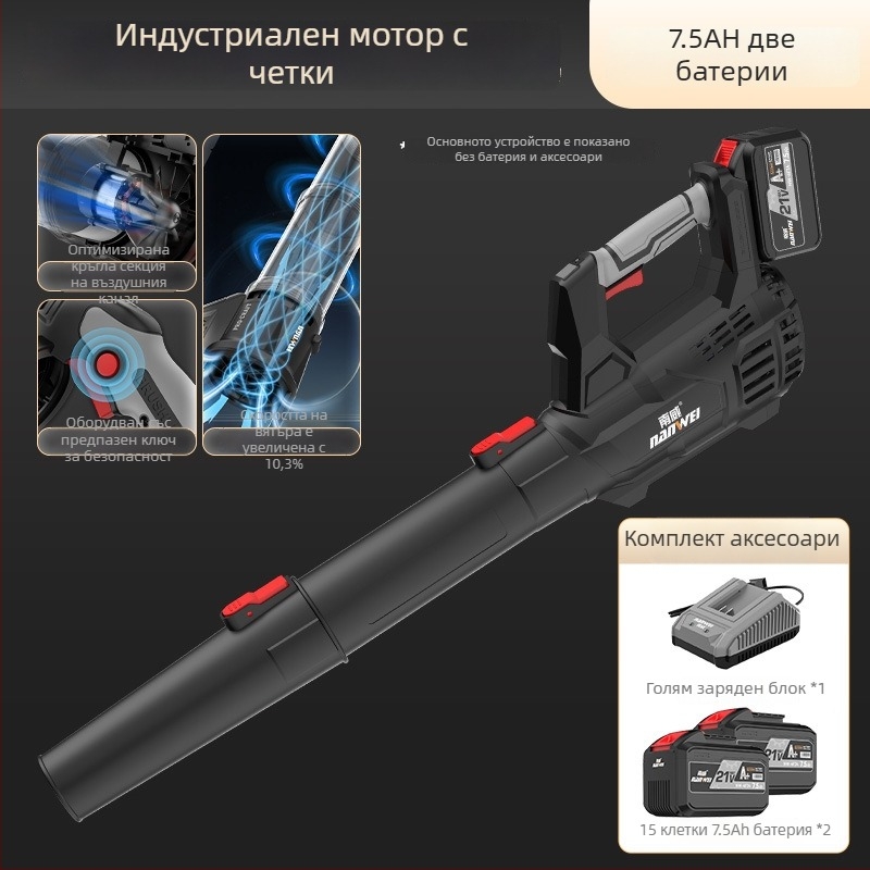 Nanwei литиево-акумулаторна въздушна духалка, индустриална мощност, 3C сертифициран, подходяща за прах, листа и сняг, AC/DC ≤50V съвместим