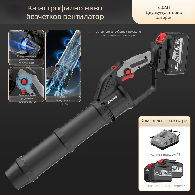 Nanwei литиево-акумулаторна въздушна духалка, индустриална мощност, 3C сертифициран, подходяща за прах, листа и сняг, AC/DC ≤50V съвместим