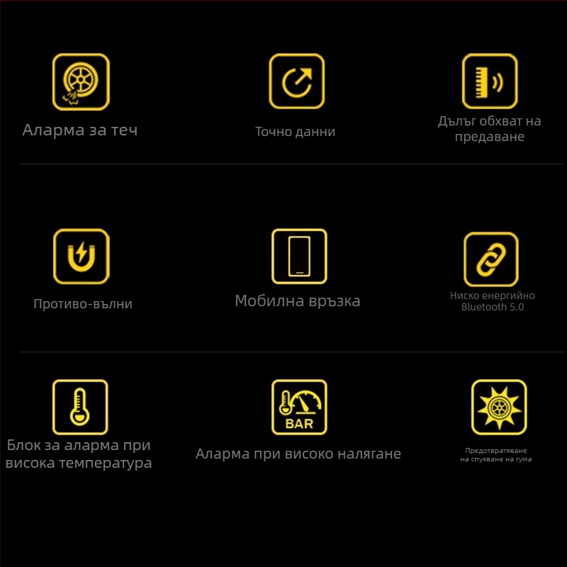 TPMS система за мониторинг на налягането в гумите, Bluetooth 5.0, цифров дисплей, модел V101B, подходяща за леки и средни автомобили, висока прецизност