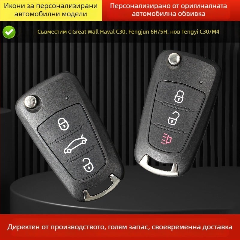 Ключова обвивка за автомобил Tengyi C30 – пластмасов корпус, метална ключова част, без дистанционно
