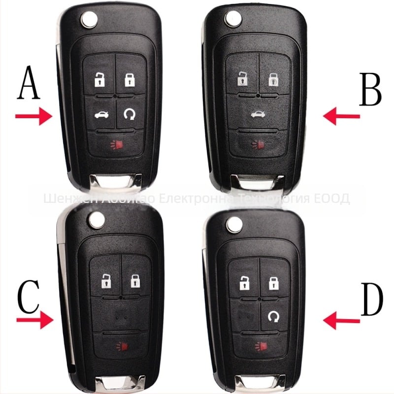 Chevrolet/Buick дистанционно ключодържател със 3/4/5 клавиши, корпус ABC PCB, съвместим с Camaro, Cruze, GMC Terrain и Buick LaCrosse