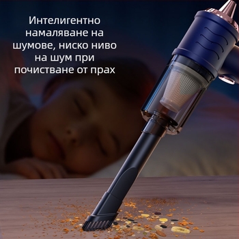 Домашна безжична прахосмукачка, ръчна и настолна, мокро и сухо почистване, лека и компактна, засмукване ≥25 kPa, вградена батерия 501–800 mAh, автономия 3–6 ч