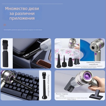 Безжична ръчна прахосмукачка за автомобил с безчетков мотор, всмукване 20000 Па, презареждаема батерия 7.4V/90W, тегло 610 г