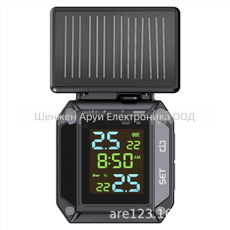 TPMS за мотоциклет MO-04 – безжичен мониторинг на налягането в гумите с цифров дисплей, 0-6 bar, висока прецизност