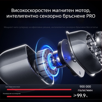 Електрическа самобръсначка за мъже, въртяща глава с 3 останриета, USB зареждане, мокро и сухо бръснене, време на работа 60+ минути, зареждане 2 ч.
