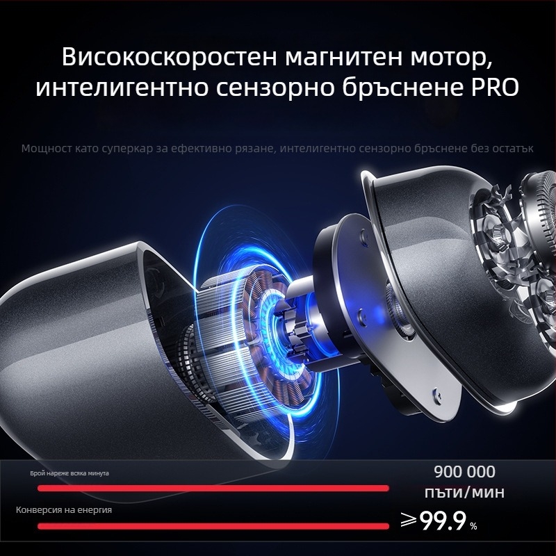 Електрическа самобръсначка за мъже, въртяща глава с 3 останриета, USB зареждане, мокро и сухо бръснене, време на работа 60+ минути, зареждане 2 ч.