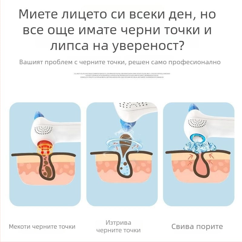 Устройство за вакуумно почистване на черни точки: електрическо въртене, двоен режим горещо/студено, функция червена и синя светлина, ABS корпус, модел DYM, 5-та скорост