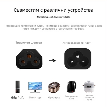 Захранващ кабел, 3-ядрен медно-обвит алуминиев проводник, японски стандарт двупинов щепсел, 28×0,15 мм² кабел