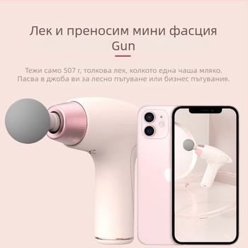 Мини масажор за фасция с безчетков двигател, 27W, 4 накрайника, 4 скорости, шум под 36 дБ