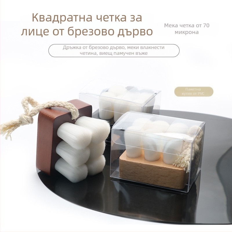 Четка за почистване на лице за професионална употреба, меки синтетични четинки, дървена къса дръжка, марка Shunreng, модел sr-0131, опаковка по един брой