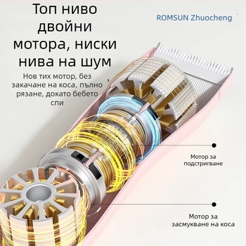 Бебешки подстригвач за коса – безшумен, автоматично всмукване на косата, презареждащ се, 5W, водоустойчив електрически тример