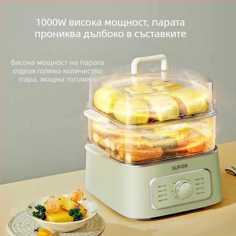 Supor електрическа пароварка с прозрачен съд за пара, голям капацитет, неръждаема стомана, 3 нива, модел ZN23FK930
