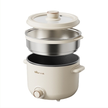 Bear електрическа тенджера за готвене, 2.5L капацитет, 800W, функции задушаване и горещ котел, вътрешен съд от неръждаема стомана