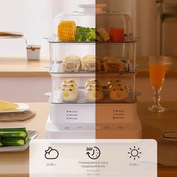 Електрически пароварник, три слоя, капацитет 10 л и повече, програмирано управление, 800W, 220/110V, SUS304 вътрешно покритие