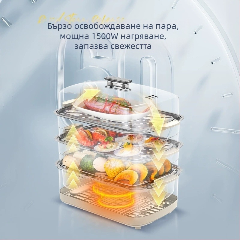 Електрическа пароварка с 3 слоя, капацитет 10 л, 1500W, 220V, сензорно управление