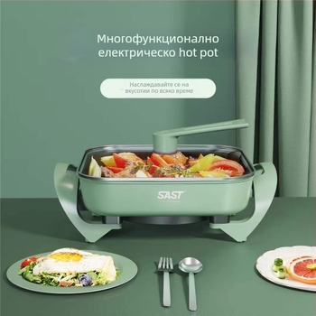 Електрически горещ съд за готвене, мултифункционален, капацитет 4–5 л, вътрешен съд от сплав, микро-компютърно управление, мощност 1200–1500 W, подходящ за 3–4 души