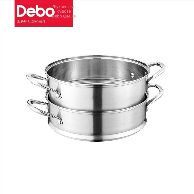 Пароварка с три нива от неръждаема стомана, двойно дъно, съвместима с индукционни и газови печки