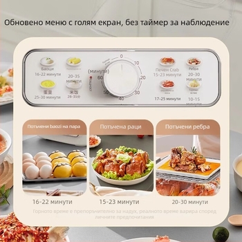 Midea Електрическа пароварка с четири слоя, голям капацитет над 10 л, 1200W, 220V, 50Hz, съд за пара от неръждаема стомана и дъно с незалепващо покритие, подходяща за 4-5 души