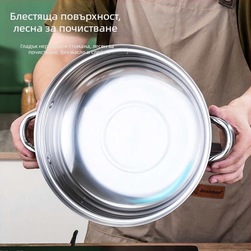 Le Chef 2-слойна пароварка от неръждаема стомана 400, стъклен капак, съвместима с общи котлони, 1 кг