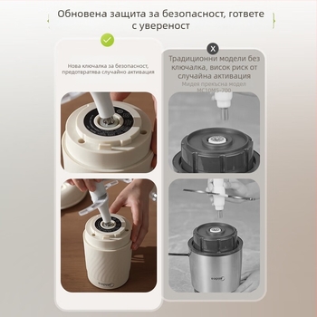 Midea домашна електрическа мелница за месо, компактна полуавтоматична машина за смилане с 1 нож, стъклена чаша, 111-240 V, до 10000 об./мин