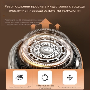 Мъжки електрически подстригвач за самобръсване, безчетков мотор, ножове от неръждаема стомана, двойно захранване