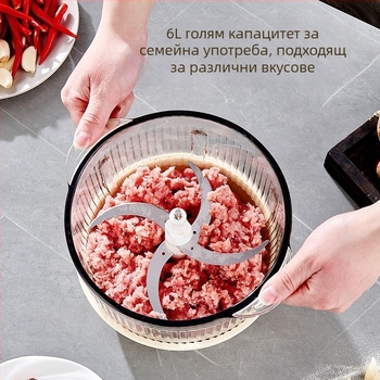 Електрическа мултифункционална месомелачка за кухня, капацитет 5–10 л, скорост 10000–19999 оборота в минута, напрежение ≤36 В, 4 ножа, напълно автоматична сензорно управление
