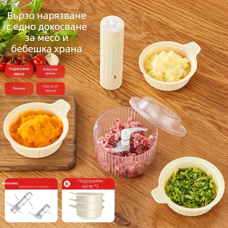 Многофункционална кухненска машина за месо и бебешка храна – презареждаща се, преносим безжичен уред, 4 остриета, 1-ва скорост, капацитет под 1 л, ≤36 V, до 10000 rpm
