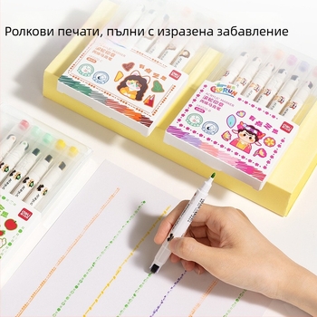 Deli комплект ролерни печати и акрилни маркери за ученици и деца, 24 опаковки