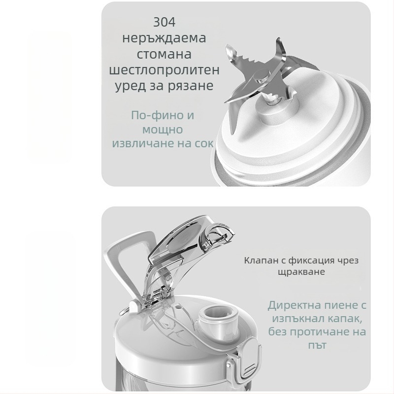 Сокоизстисквачка и блендер за лед, 600-800 ml капацитет, 150W мотор, вградена батерия, до 22,000 rpm, автоматично почистване